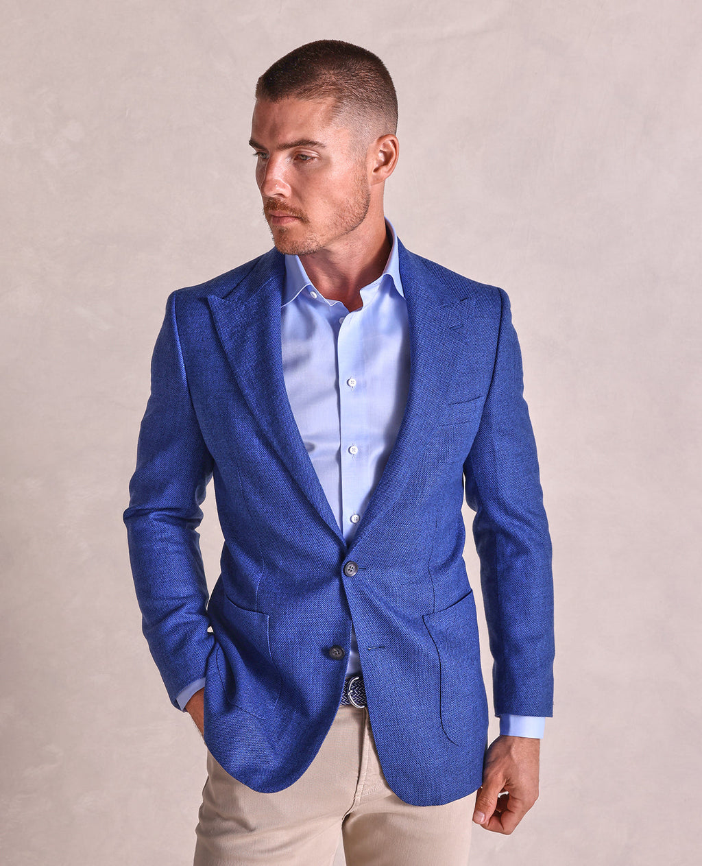 The George - Luxe Textured Soft Jacket - Blue